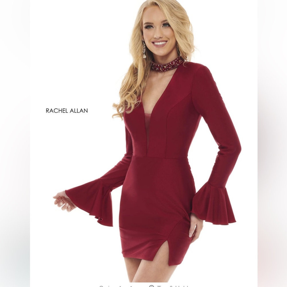 Rachel Allan Long Sleeve midi with fringe neck